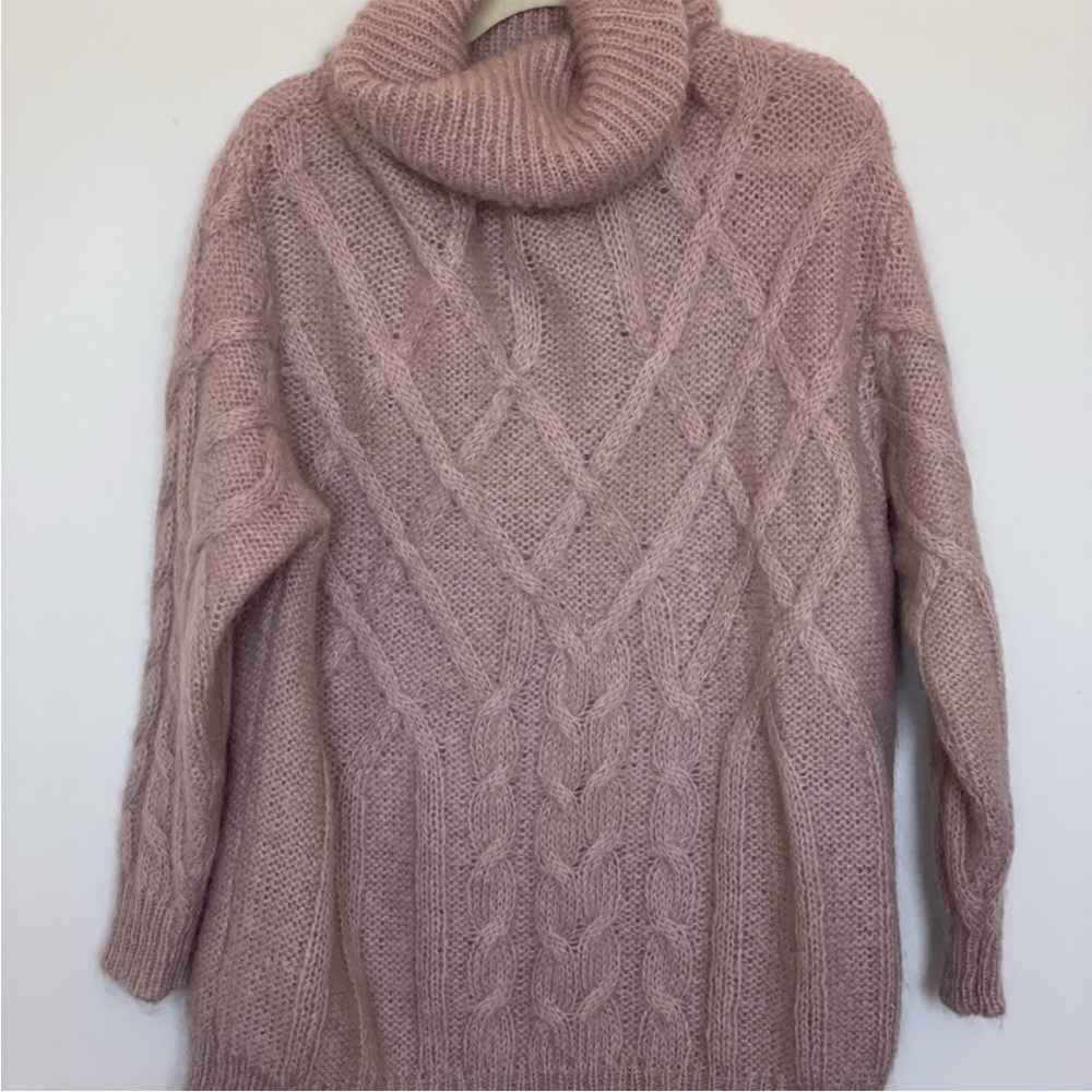 Zara Mauve Cable Knit Turtleneck Sweater